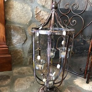 Silver chain with white, cream, and brown wood and smooth rock. Multi use.